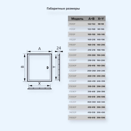 Л2020Р Ivory Люк ревизионный ЛР фланец 196х196 ручка 218х218 пластик Ivory EVECS